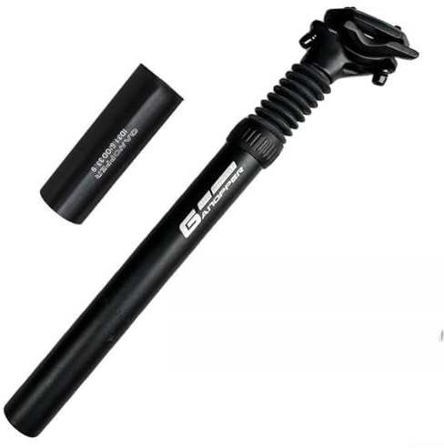 Bulevisiter Tija de sillín amortiguadora de 350 mm, suspensión de aleación de aluminio con ángulo de abrazadera ajustable y bobina de resorte para mayor comodidad, compatible con 25,4 mm a 34,9 mm de