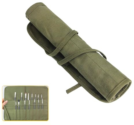 Horktrust Estuche enrollable para pinceles y lápices, funda de lona con 22 compartimentos, organizador portátil para artistas, acuarela y pintura al óleo, 42 x 33 cm