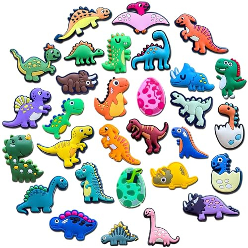 YAOYYG 30 Pcs Chaussures à Motif Dinosaure, Charmes de Chaussure | Accessoires Décoratifs pour Chaussures Style Cartoon, Pendentifs de Décoration, Cadeaux d'Anniversaire pour Garçons et Filles