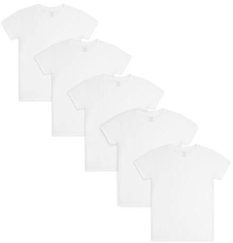 Fruit Of The Loom Boys Eversoft Cotton Undershirts, T Shirts & Tank Tops Underwear, T Shirt - Boys - 5 Pack - White, Medium US