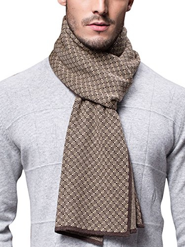 WANYING Vinter höst herr stickad halsduk 6 % ull stickad halsduk enkel chic gentleman – 180 x 30 cm liten rutig