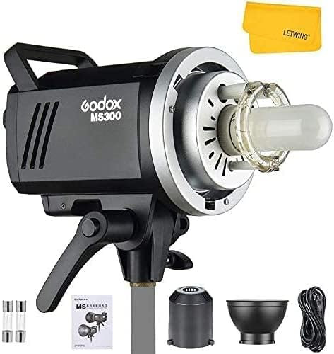 Godox MS300 Compact 300Ws LED Video Light, 5600K 2.4G Wireless X System, 0.1-1.3s Reciclaje, con 150W Bowens Mount Modelado Lámpara para Estudio Fotografía, Retrato