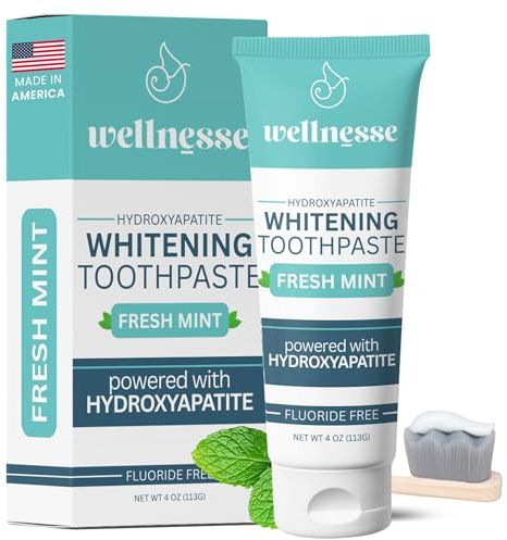 Wellnesse: Whitening Toothpaste - Fresh Mint - 1 Tube, 4 oz - Clean Teeth, Soothe Gums and Freshen Breath - Cruelty-Free, Non-GMO - No Parabens, Sulfates, Glycerin, or Fluoride