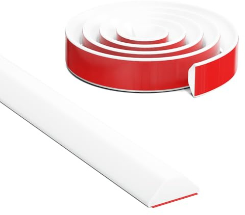Mxziogr Seuil de douche en silicone, barrières de douche, bandes étanches, autocollantes, pour séparer l'eau et la maintenir à l'intérieur du seuil. (blanc, 85CM)