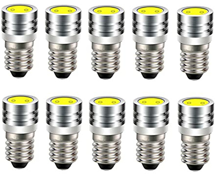 10x SMD LED E10 Bulb Screw Thread 6 V Volt Xenon White Bicycle 1 W 6000 K