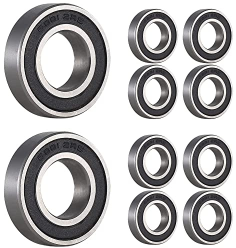 10 Stück 6001 2RS Kugellager 12 mm x 28 mm x 8 mm doppelt geschützte Rillenkugellager für DIY, Drehbänke, Motoren, 3D-Drucker, Fräsmaschinen, verschiedene mechanische Geräte, etc.