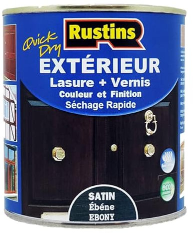 Rustins - Extérieur lasure + Vernis pour bois - séchage rapide - Ébène fini Satiné - 15m²/L 1L (ESEB1000FR)