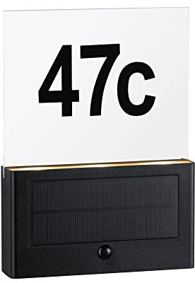 Paulmann 94725 LED Solar Hausnummernleuchte Neda Bewegungsmelder insektenfreundlich IP44 2200K 30lm Anthrazit Goldlicht Kunststoff