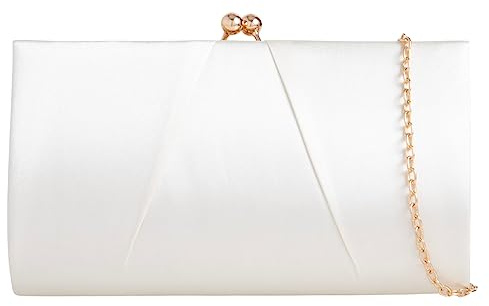 UShopUK Satin Bridal Prom Wedding Evening Clutch Party Purse Handbag Hand Bag (Ivory)