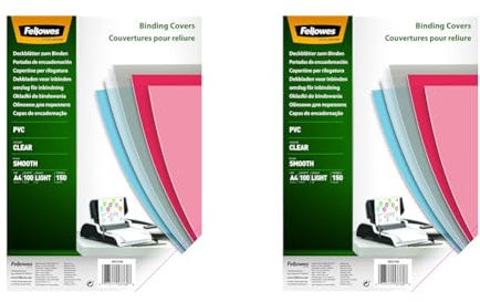 Fellowes PVC Deckblatt für Plastikbindung und Drahtbindung - Stärke 150 Mikron - transparent - Format DIN A4 - Packung mit 200 Stück