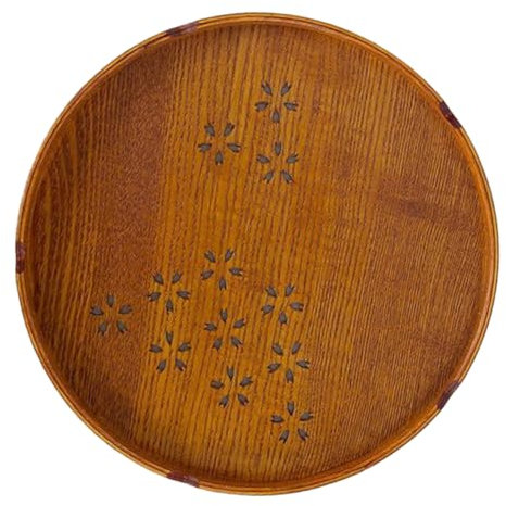 CIYODO 1 Pc Bandeja De Té De Madera Fuente De Madera para Servir Bandejas De Frutas Bandeja De Tazón Bandejas De Comida Bandeja De Desayuno De Madera Merienda Bambú Palets De Madera