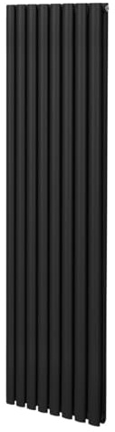 Radiatorer med Ovala Kolumner 1800mm x 480mm Modern Designer Dubbelpanel Centralvärme Element Svart Stål Vertikal Kök Vardagsrum GRATIS Rengöringsborste Monteringskit & Beslag