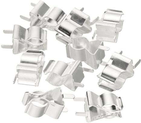 QUARKZMAN 10uds Latón Fusible Soporte Clip Fusible Soportes Clips Plata | Fusible Clips para 6x30mm Vidrio Cerámica Tubo Soporte Abrazaderas, Vidrio Cerámica Tubo Soporte Abrazaderas