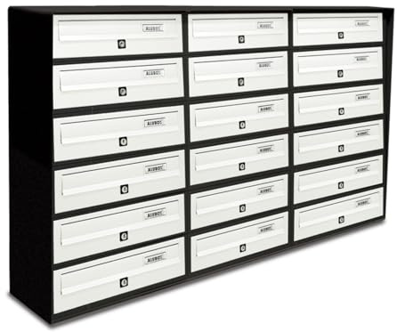 ALUBOX SLIM Cassette Postali Condominiali 18 Posti 75X116X30 Cm In Lamiera Zincata E Alluminio Cassetta Postale Da Esterno Condominiale Sistema Anti Prelievo Resistente All'Acqua (ANTRACITE BIANCO)
