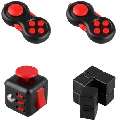 Tabanzhe Lot de 4 cubes anti-stress avec 2 contrôleurs de touche, anti-stress et anti-stress pour soulager le TDAH, le stress et l'anxiété, cube multi-fonctions pour tuer le temps et les doigts pour