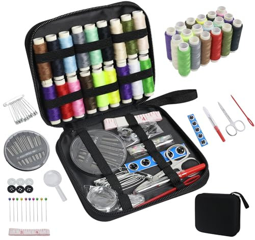 86 Stück Nähset Reise Nähset Grundausstattung Sewing Kit, Premium Nähset mit Nähzubehör, für Enthält Nähgarn, Nadeln, Schere, Geeignet für Anfänger, Reisende, Verwandte und Freunde