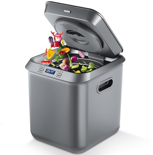 Compostador eléctrico para cocina: contenedor de abono inteligente, sin olor, limpieza automática, pantalla LED, contenedor de compostaje automático