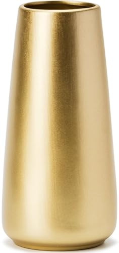 Vaso da fiori in ceramica color oro chiaro, 20,3 cm, grande vaso da fiori per la casa/tavola/decorazione d'accento, vasi minimalisti moderni per centrotavola, decorazione della stanza, soggiorno