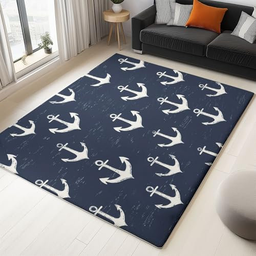 Teppich Wohnzimmer Anker Einfach 180x240cm Ultra Weicher rutschfest Große Waschbarer Teppich, Modern Schlafzimmer Home Office Dekor