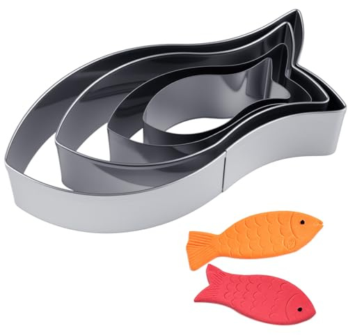 4 Pièces Moule en Acier Inoxydable en Forme de Poisson, Moule à Biscuits