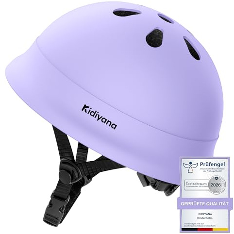 Kidiyana Barnhjälm XS 48–54 cm – ultralätt cykelhjälm och skathjälm, universellt också som skoter- och inlinerhjälm, med stötsäkert PC-skal, barnvänlig design från 1 år, lila