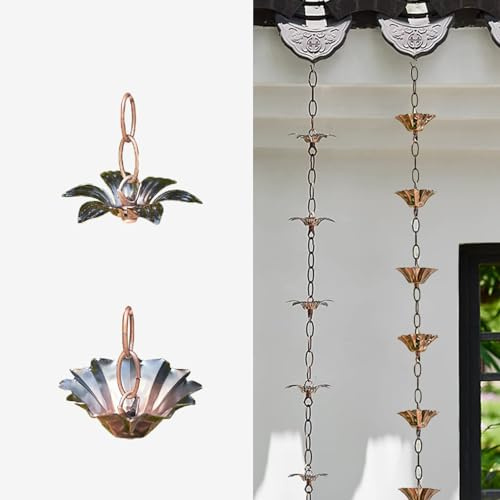 Regnkedja I Metall Med Blommönster, Hängande Stuprörskedja För Ytterdörr För Reservstuprör/Hängrännor, Avledande Vattenuppsamlare För Utomhusbruk,Lily-24 m (78ft)
