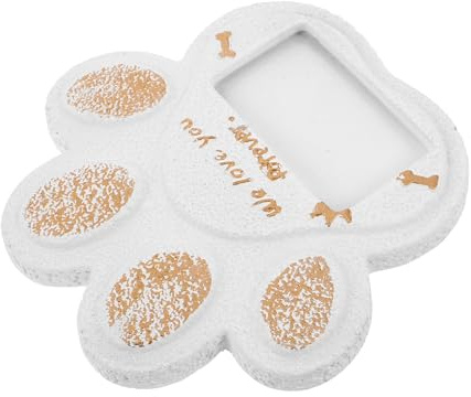VICASKY Pierre Tombale Funéraire pour Chien 15x15 Cm en Métal Blanc Empreinte de Patte, Stèle Commémorative Extérieure pour Animaux de Compagnie, Adaptée Jardin et Espace Extérieur