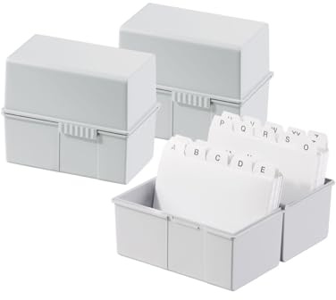 HAN Karteibox DIN A7 quer – innovatives, attraktives Design für 300 Karteikarten mit Stahlscharnier und Schnappverschluss, lichtgrau, 977-11, 3 STÜCK
