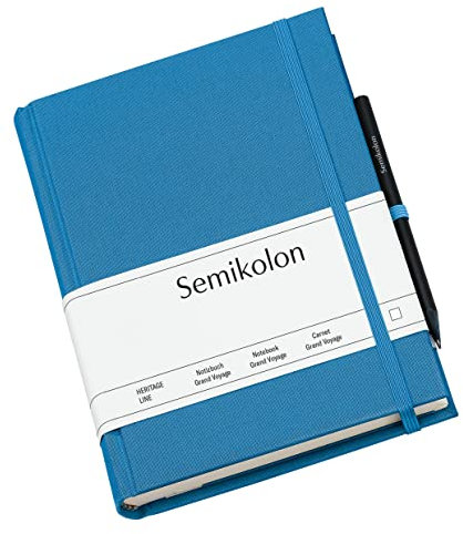 Semikolon 357560 Reisetagebuch Grand Voyage - 14 x 19,2 cm 304 Seiten - 2 Lesezeichen Weltkarte - azzurro hell-blau