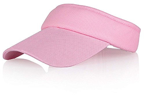 Rosa Sonnenblenden für Frauen und Mädchen, Lange Brim Dickere Schweißband Einstellbare Velcro-Hut für Golf Radfahren Angeln Tennis Jogging und andere Sportarten