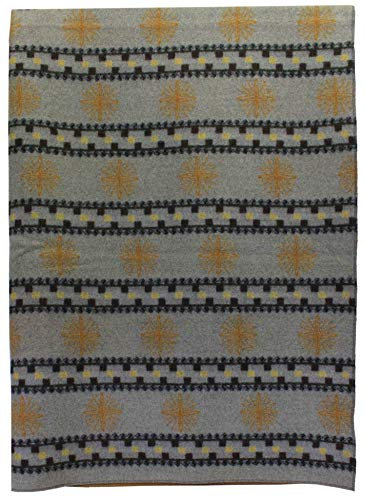 Rotfuchs Wolldecke Kuscheldecke Plaid Wohndecke Jacquard 100% Wolle in grau orange 185 x 140 cm