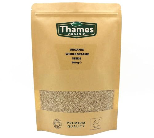 Organic Sesame Seeds - 500g of Nutritious & Flavorful Seeds - No Additives, No Preservatives - Raw, Vegan, Non-GMO - Great for Baking, Cooking, and Sprinkling - Thames Organic