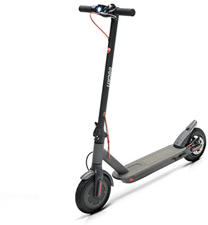 Ducati E-Scooter Pro-I Evo Black, motor 350 W, peso 12 kg, freno eléctrico y de disco con flechas direccionales, Color Negro, Talla única