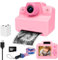 Kinderkamera Sofortbildkamera, Sofortbildkamera Kinder mit SD Karte & Druckpapier, 1080P Digitalkamera Kinder, Geburtstagsgeschenk Weihnachten Geschenke für Jungen und Mädchen 3-12 Jahre (Rosa)