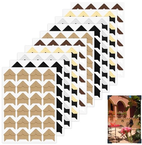 Giantree Fotoecken Aufkleber, 192 Stück Farbe Foto Klebepads Selbstklebend Foto Ecken Klebe für Schlafzimmer DIY Scrapbooking Fotoalbum (Gold/Silber/Khaki/Schwarz/Braun)