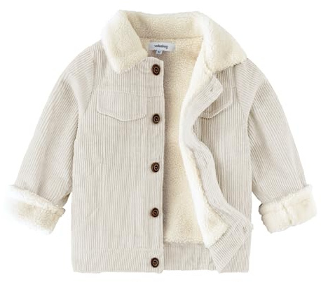 Volunboy Enfant Garçon Veste Polaire Hiver Chaud Velours Côtelé Blouson Doublé Sherpa Manteau