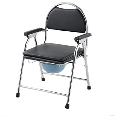Silla con inodoro plegable, silla con inodoro portátil plegable para cabecera, silla de baño con respaldo, apoyabrazos, silla de ducha de altura ajustable, inodoro para acampar, inodoro liviano