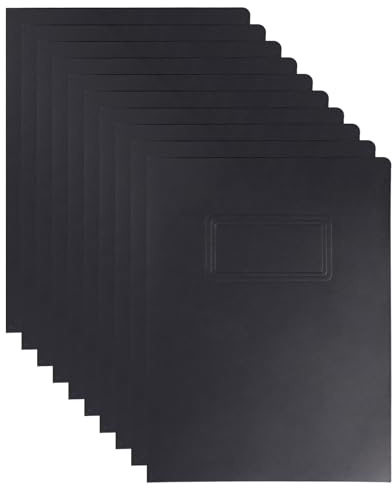 10 Stück Ordner mit 2 Taschen A4, Kraft Dokumentenmappe, Präsentationsmappe Angebotsmappe A4 Papier, Kraftpapier Mappe Aktenordner, Pappordner Papierkram Organizer für Schule Büro Zuhause (Schwarz)