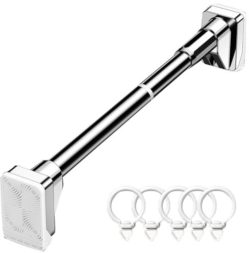 Bastone Armadio Appendiabiti Binari Estensori per Tende in Acciaio Inox con Ganci, Barra Porta Abiti Antiscivolo per Guardaroba, Kit di Supporto per Armadio Multiuso per Dormitorio(Style3,190-260cm(74