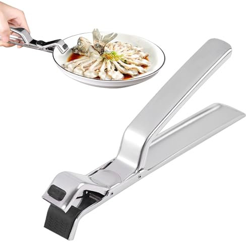 Pince de cuisine anti-brûlure en acier inoxydable robuste 2024, résistante à la chaleur et durable, fonctionnement à une main, outil de cuisine multifonction pour bols, assiettes, poêles, friteuses à