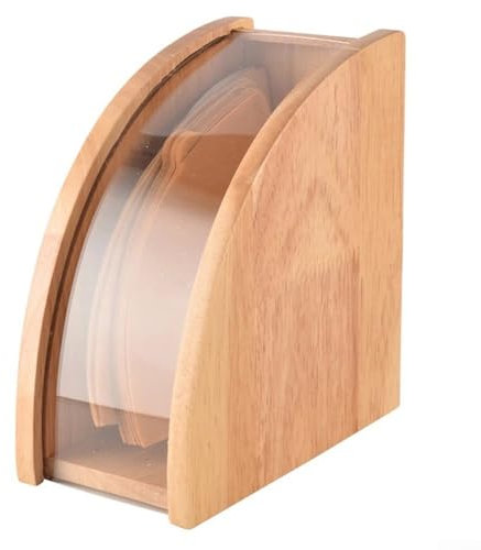 EasyByMall Porta carta filtro caffè, rack di stoccaggio di carta da caffè in legno, dispenser per filtro da caffè con copertura antipolvere, 17,8 x 16,5 x 10 cm