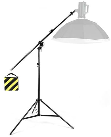 Galgenstativ,c-Stand,Aluminium Top Light Stand,Hängearm-Lichtstativ,Freitragende Beleuchtung Overhead Light Stand,Mit 1/4 Und 3/8 Zoll Schrauben,380cm,Für Softboxen,Studioleuchten,Stroboskope