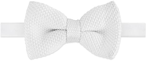 THE GENTS LAB Papillon da uomo lavorato a maglia in 100% poliestere morbido | oltre 20 colori, bianco, Length - Adjustable to fit up to neck size 20inches Width - 12cm