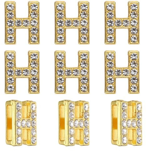 PATIKIL Strass bokstavsberlock, 30 st 10 mm glidarmband hängen kristall bokstav H berlock hängen alfabet A-Z för gör-det-själv smyckestillverkning halsband armband, guldton, 11mm, legering, Strass