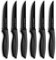 Ruffulon Couteaux à steak,Set de 6 couteaux à steak,couteaux de table noirs,couteau de cuisine dentelé en acier inoxydable avec manche ergonomique,couteau à viande,lavable au lave-vaisselle
