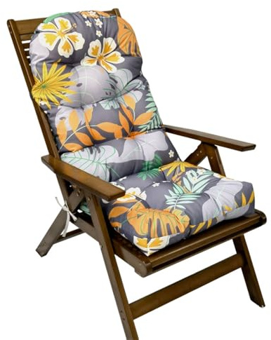 Fansu Cojín para Tumbona Reclinable, Cojines Sillones Tela Oxford Jardin Exterior Cojines Sillas Reclinables con Lazos Colchón Tumbona Acolchada para Terraza Balcón (Hoja Amarilla,110x50cm)