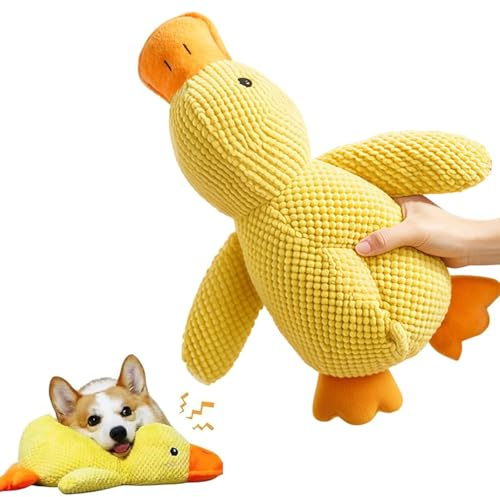 UZYXC Giocattolo Anti-Stress per Cani Anatra e Dog Toys: Peluche Giallo Squittente Indistruttibile per Cuccioli con Effetto Scricchiolio