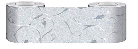 El marco del papel de pared se adhiere a sí mismo, Borde de papel tapiz autoadhesivo despegable y pegable, multicolor, varios tamaños(Printed Silver,30cm X 500cm)