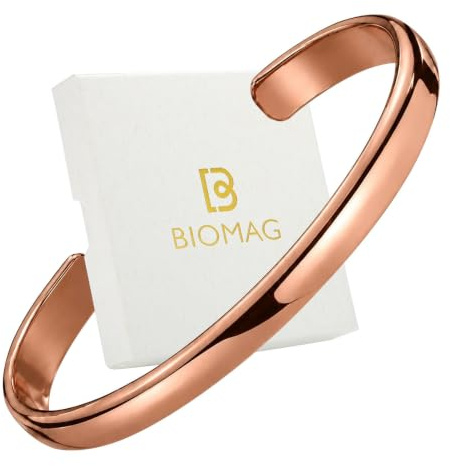 BioMag Bracelet En Cuivre Femme Massif 99,99% Réglable Finition Lisse