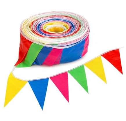 Azarton XXL Wimpelkette 100 Meter Bunt, wetterfeste Wimpelgirlande für Innen und Außen, Party Girlande Deko für Gartenparty, Geburtstag, Straßenfest und Hochzeit